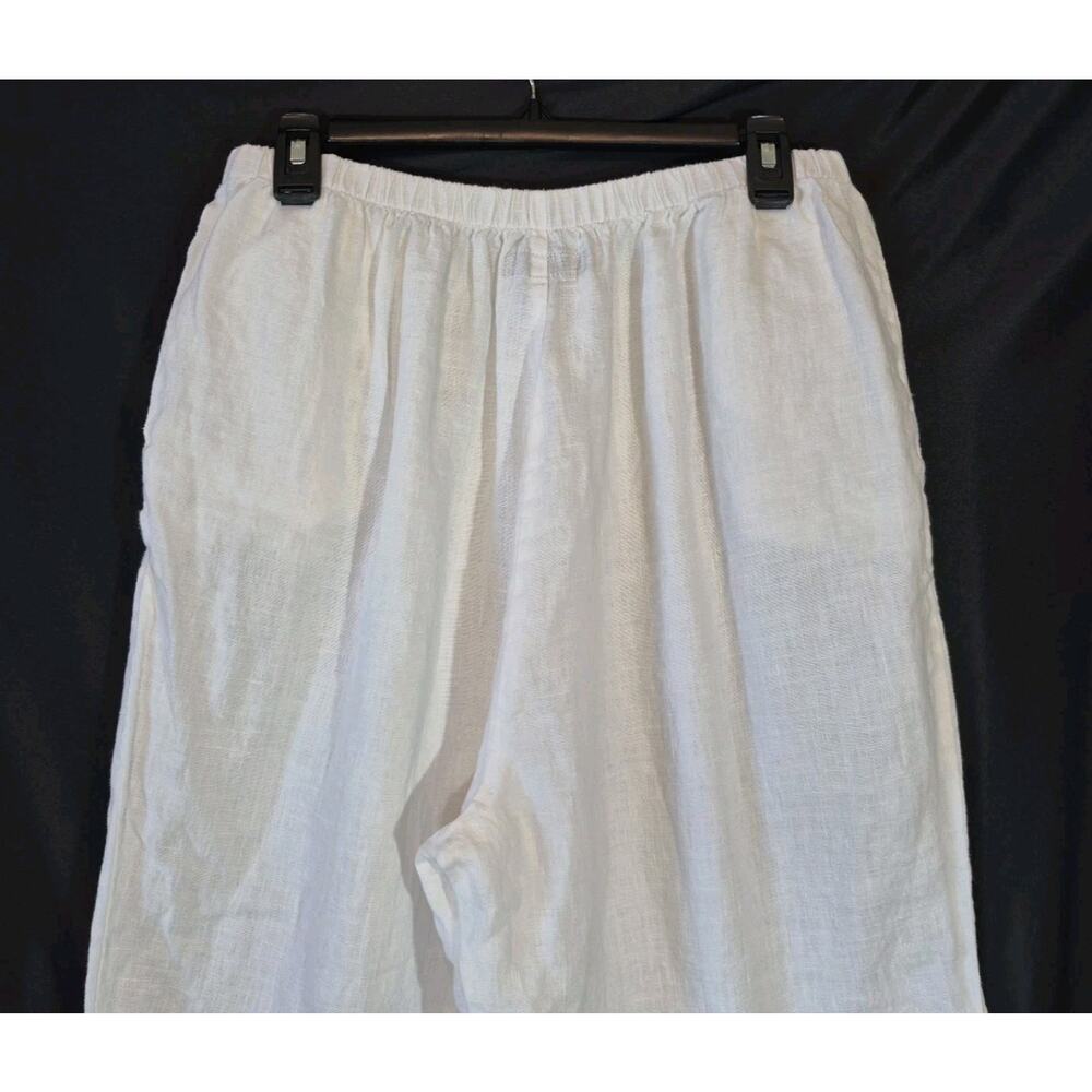 Flax Flowing White Wide Leg Linen Pants Medium - Picture 9 of 10